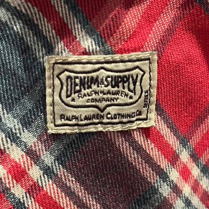 Ralph Lauren Denim & Supply 100% Cotton Red / Blue Check Size Large