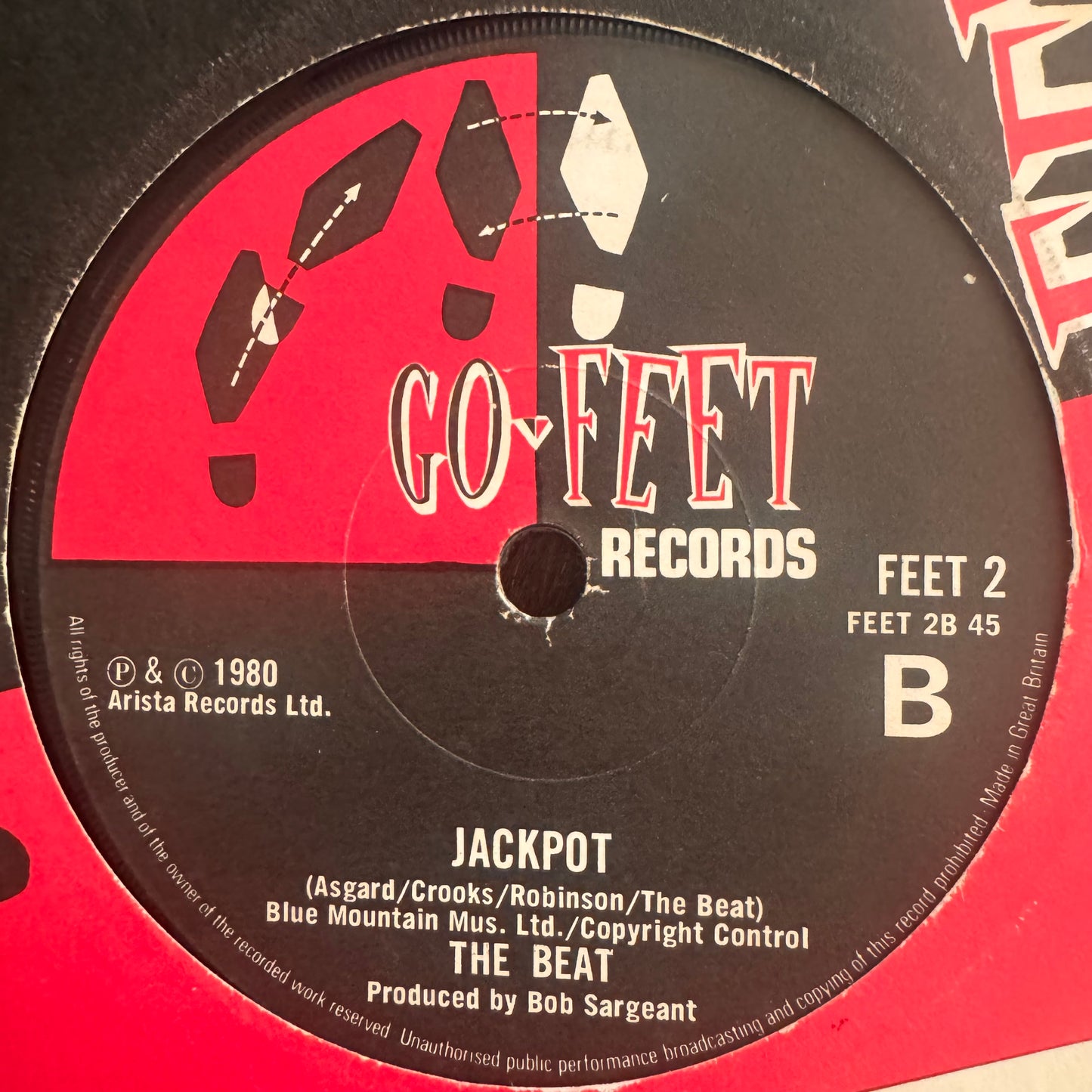The Beat “Mirror In The Bathroom” 2 Track 7inch Vinyl Go-Feet Records 1980