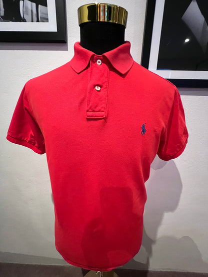 Ralph Lauren 100% Cotton Red Polo Shirt Size Medium Regular Fit