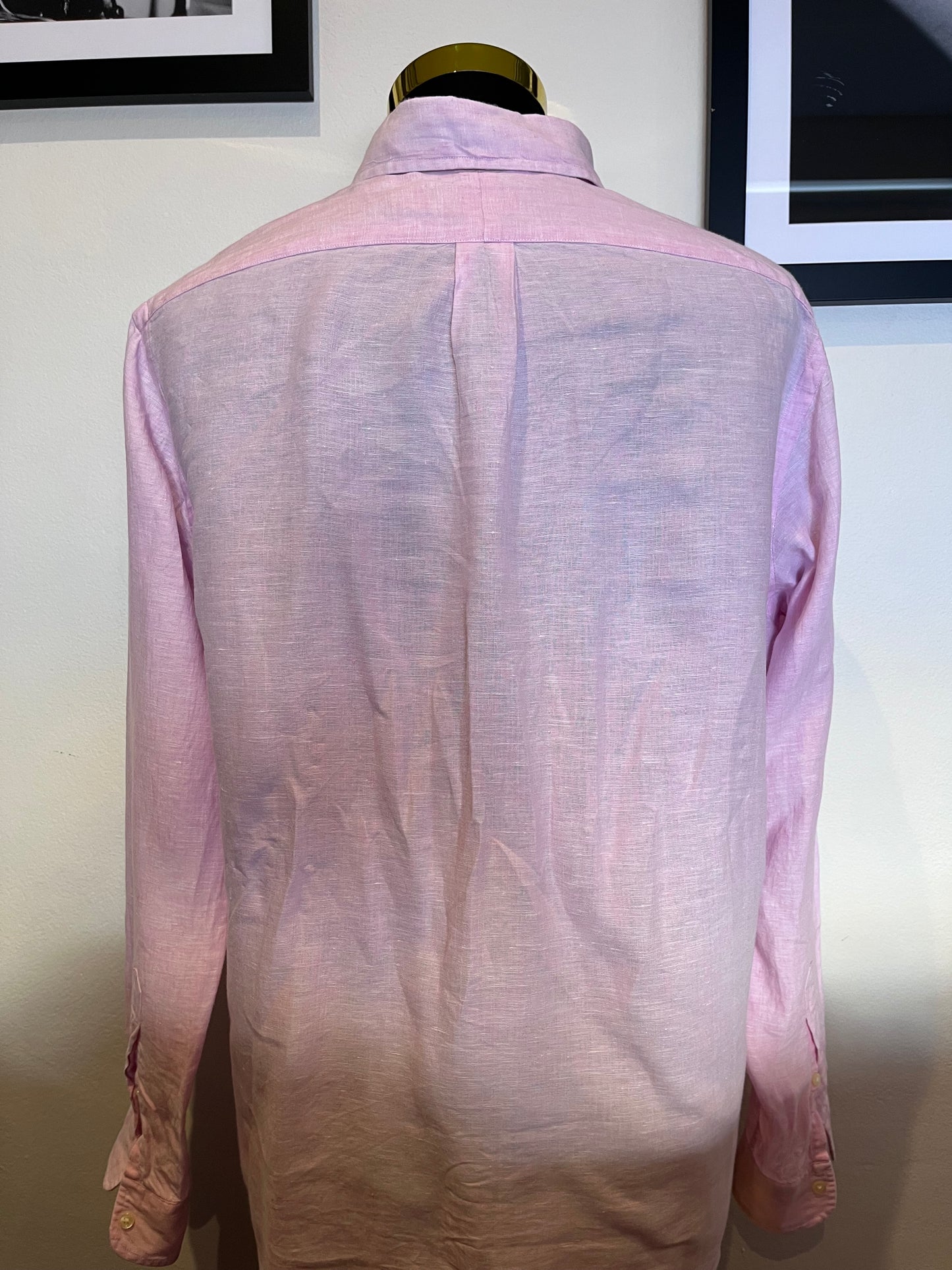 Ralph Lauren 100% Cotton Linen Pink Shirt Size Large Classic Fit