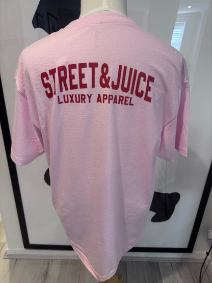 Street & Juice ‘Coogee Bear’ 100% Cotton Pink Chest & Back Logo Tee