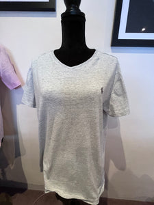 Ralph Lauren 100% Cotton Woman’s Grey V Neck Tee Size Medium