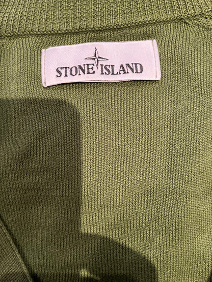 Stone Island Green Waffle Cardigan Size XL with Logo Badge, beautiful piece from SS21 in primo condition like new