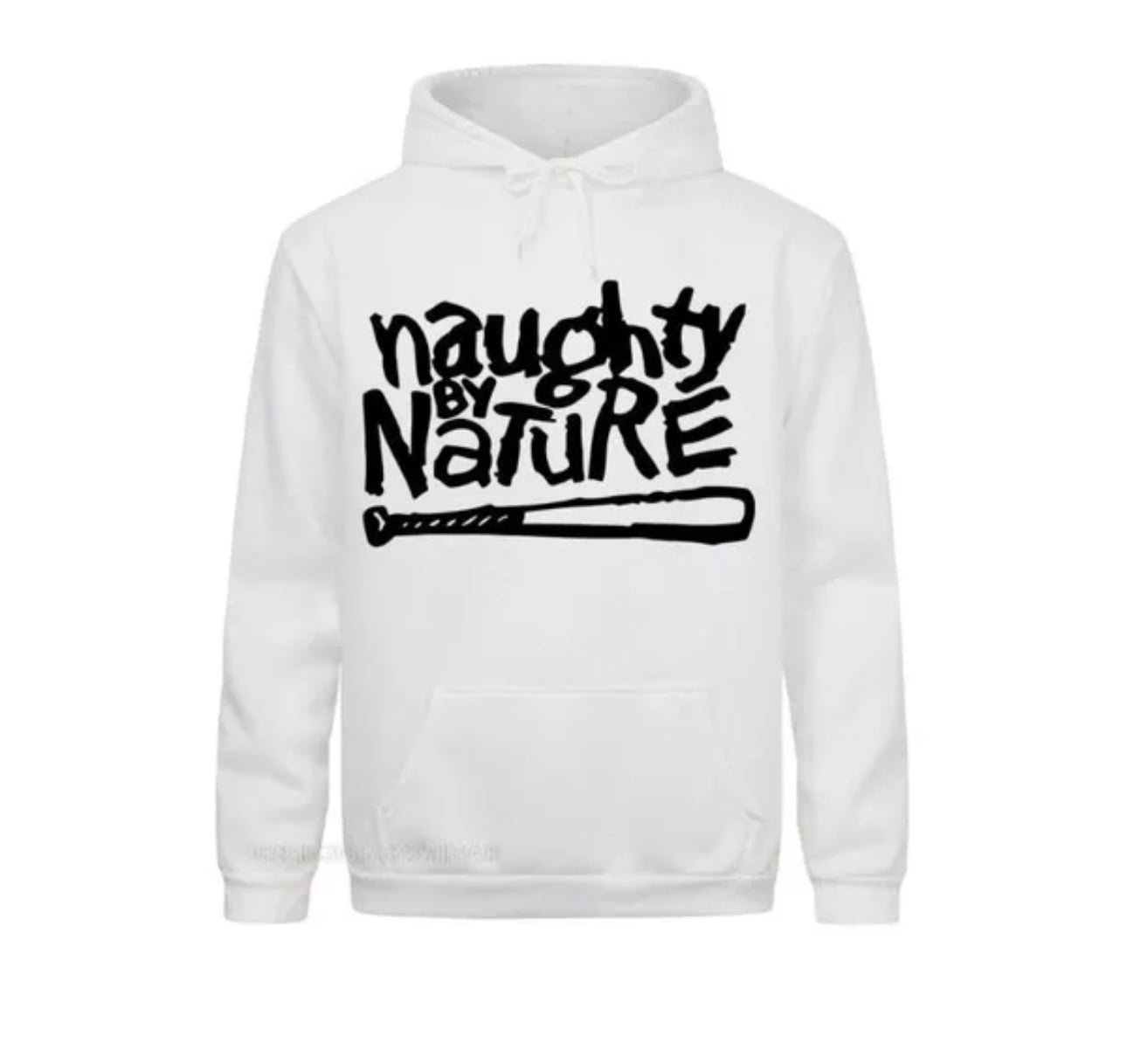 Naughty By Nature Fleece White Front Pocket Draw String Hoodie