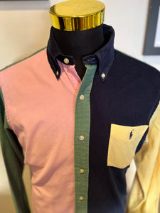 Ralph Lauren 100% Cotton Patchwork Corduroy Shirt Size Large