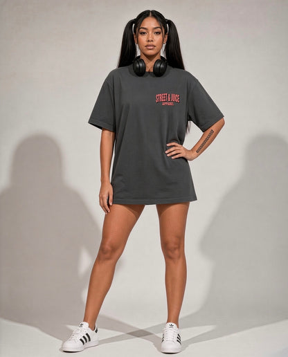 Street & Juice ‘Ruffneck Ting’ Graphic Tee on 100% Heavyweight Charcoal Grey Cotton