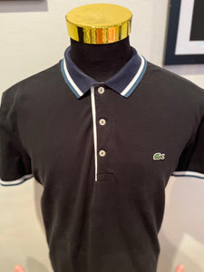Lacoste 100% Cotton Black 3 Tone Collar Polo Shirt Size XL Regular Fit