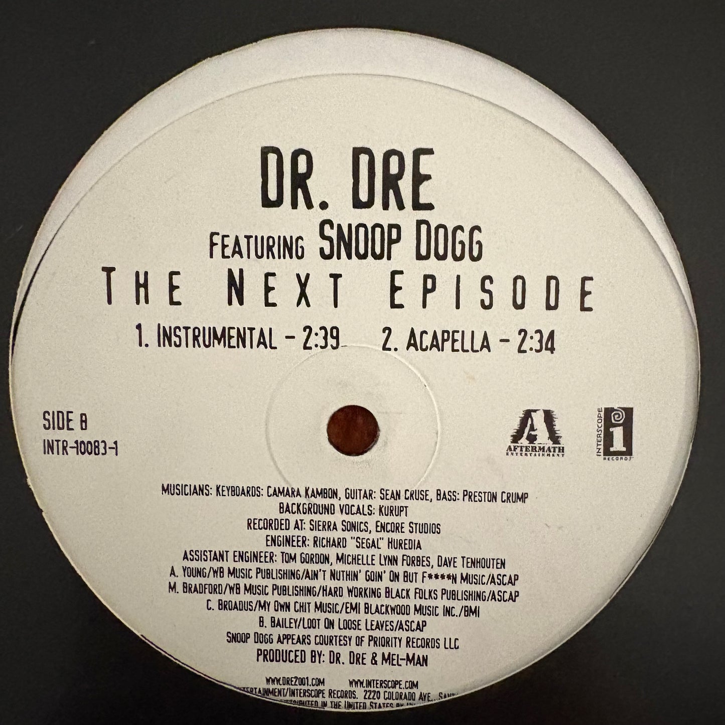 Dr Dre Ft Snoop Dogg “The Next Episode” 4 version 12inch vinyl record