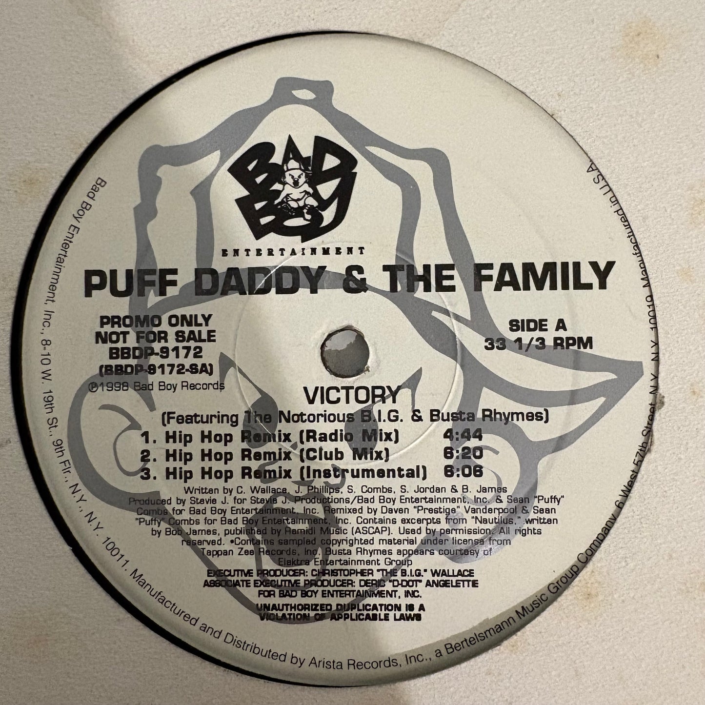Puff Daddy & The Family Feat The Notorious BIG “Victory” 6 Version 12inch vinyl