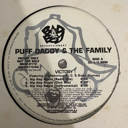 Puff Daddy & The Family Feat The Notorious BIG “Victory” 6 Version 12inch vinyl