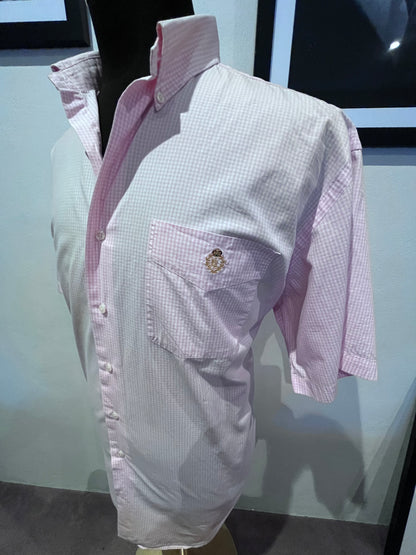 Lauren Ralph Lauren Men’s 100% Cotton White Pink Gingham Big Fit Shirt Size L Fits more like an XXL