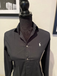 Polo Ralph Lauren Women’s 100% Cotton Black Shirt Size 4 Slim Fit