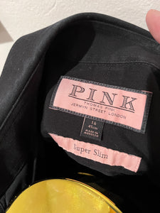 Thomas Pink 100% Cotton Super Slim Fit Black Shirt Size Large 16/41
