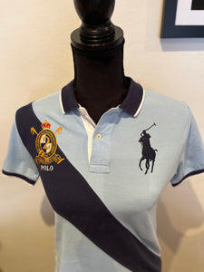 Ralph Lauren 100% Cotton Women’s Blue Logo Embroidered Polo Shirt Size SP