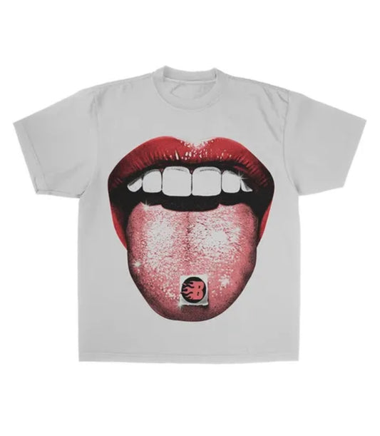 Lips N Trips Unisex 100% Cotton White T Shirt Size Men’s Large
