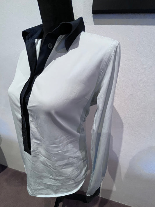 Prada 100% Cotton Women’s Half Button Front Shirt Size 42 M Made in Italy