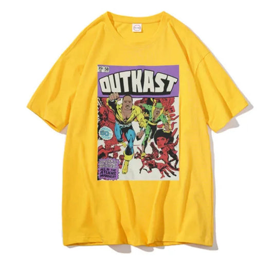 OutKast Atliens 100% Cotton Yellow Chest Logo T Shirt Hip Hop Streetwear
