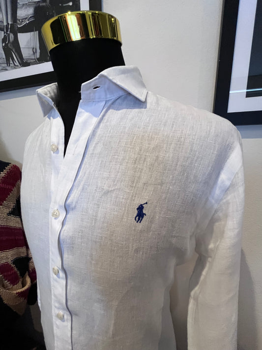 Ralph Lauren 100% Linen White Shirt Size Large