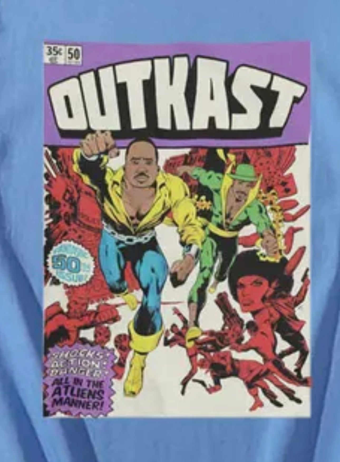 OutKast Atliens 100% Cotton Blue Chest Logo T Shirt Hip Hop Streetwear