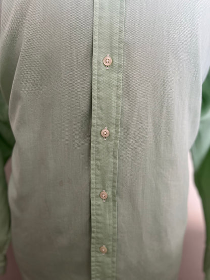 Ralph Lauren 100% Cotton Green Button Down Shirt Size L Classic Fit, Fits L to XL