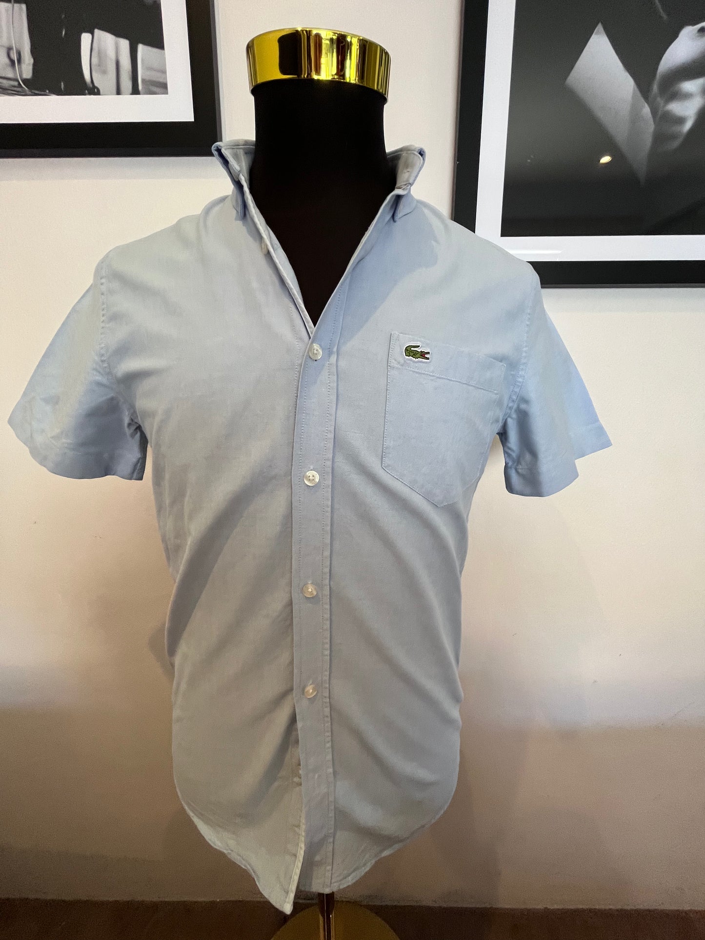 Lacoste 100% Cotton Light Blue Button Down Shirt Size Small