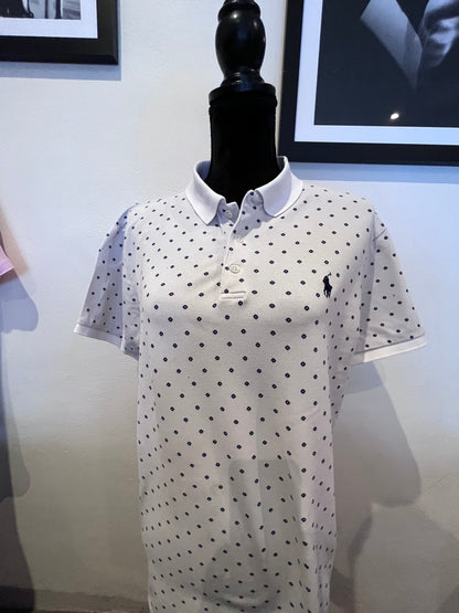 Ralph Lauren 100% Cotton Women’s White Pattern Polo Shirt Size Large