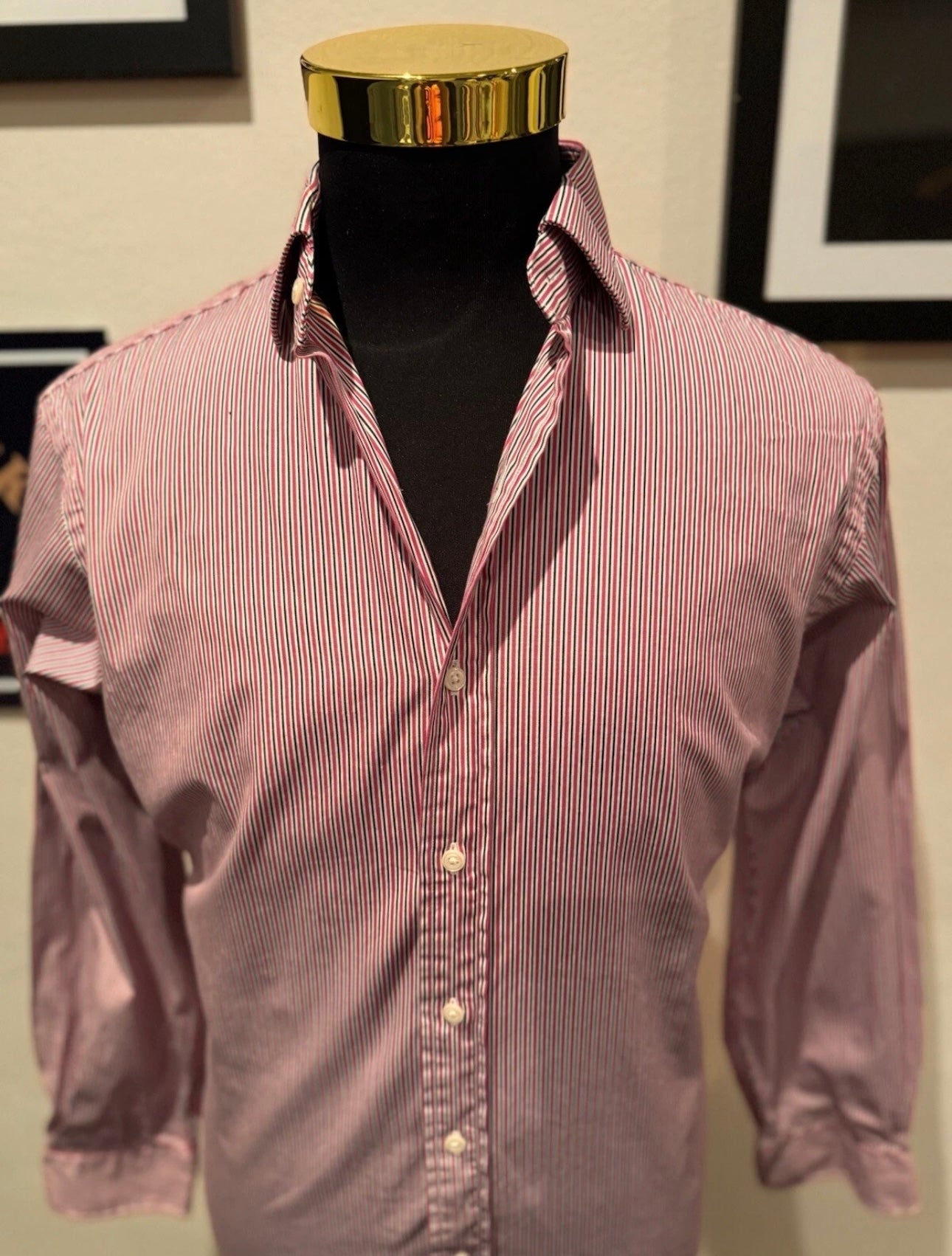 Ralph Lauren 100% Cotton Regent Red Striped Shirt  Classic Fit Large