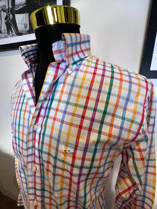 Paul & Shark 100% Cotton White Check Shirt Size 40 Medium Made in Italy