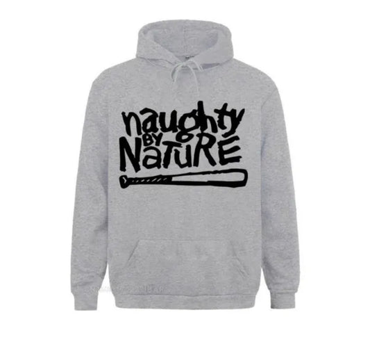 Naughty By Nature Fleece Grey Front Pocket Draw String Hoodie