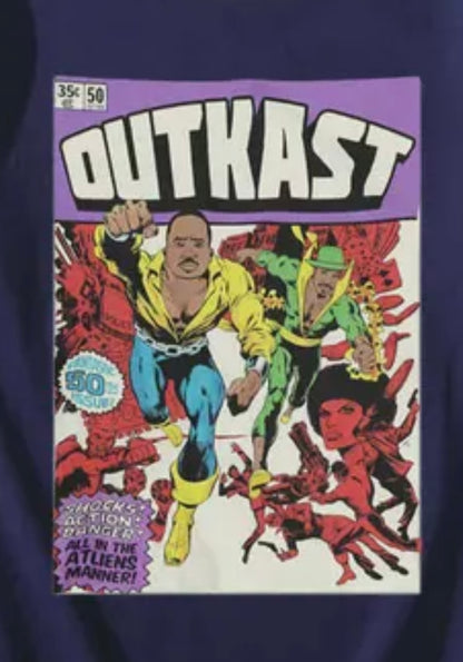 OutKast Atliens 100% Cotton Navy Blue Chest Logo T Shirt Hip Hop Streetwear