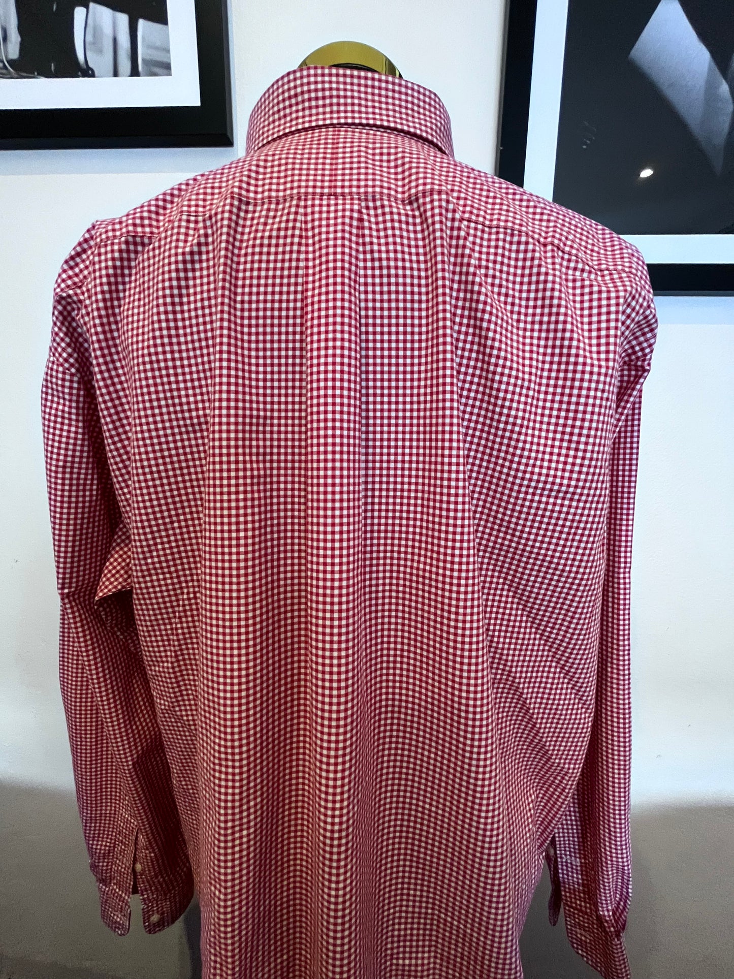 Ralph Lauren 100% Cotton Red White Gingham Check Shirt Size XL Classic Fit