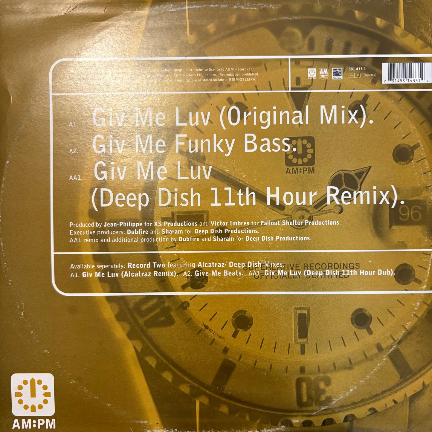 Alcatraz “Giv Me Love” 3 Version 12inch Vinyl Record on AM:PM