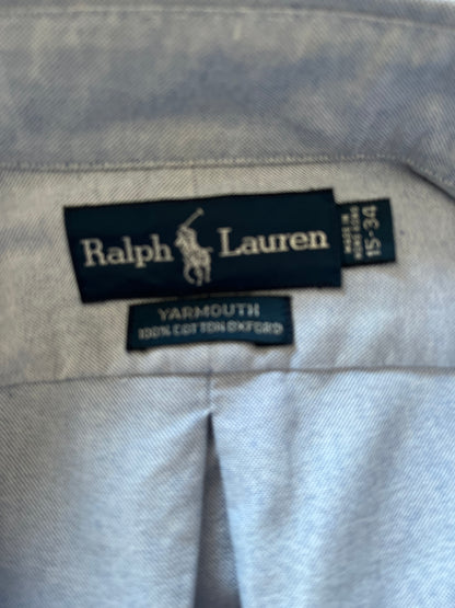 Ralph Lauren 100% Cotton Blue Button Down Shirt Size L Classic Fit, 15/34