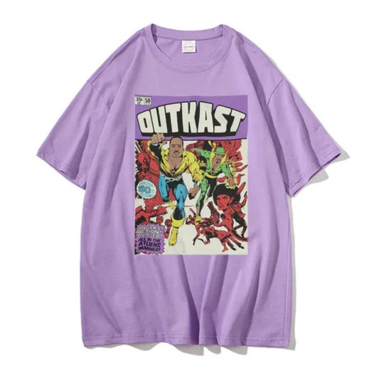 OutKast Atliens 100% Cotton Purple Chest Logo T Shirt Hip Hop Streetwear