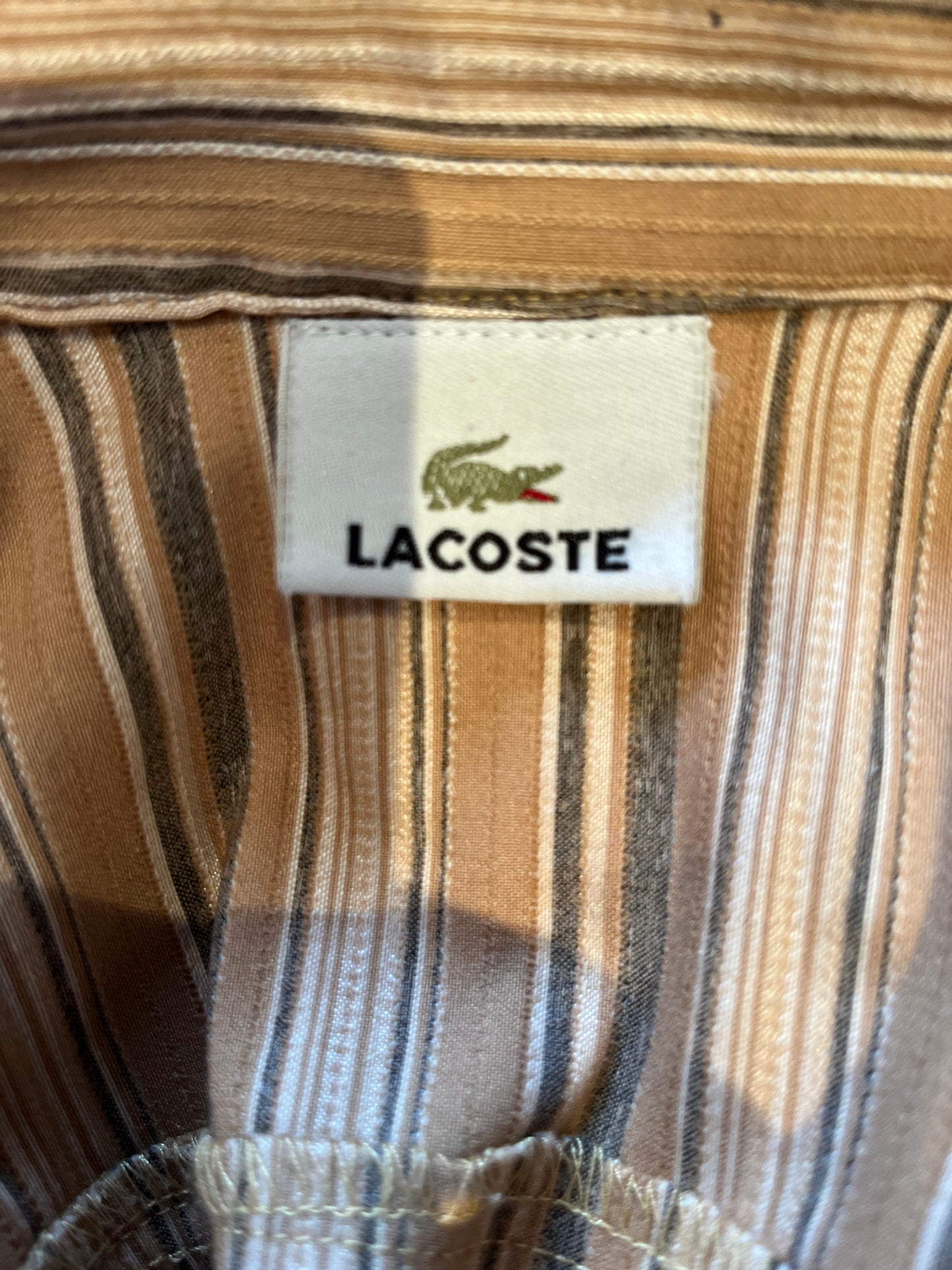 Lacoste 100% Cotton Women’s Brown Stripe Shirt Size Small