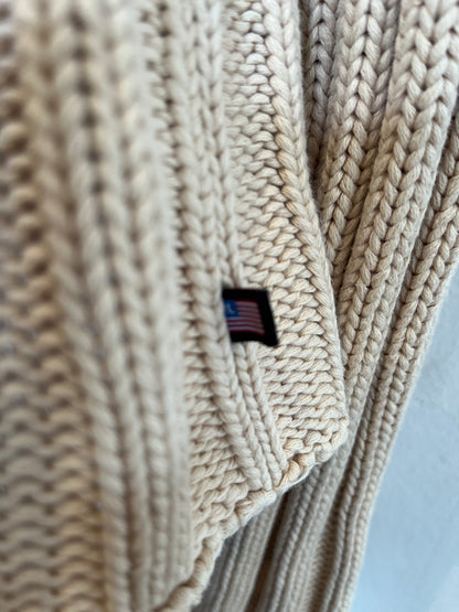 Ralph Lauren Women’s 100% Cotton Crew Neck Cream Cable Sweater Size M