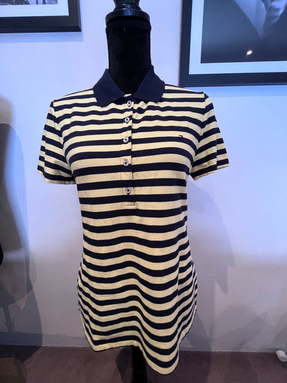 Tommy Hilfiger Tommy Girl 100% Cotton Blue Yellow Stripe Polo Size M