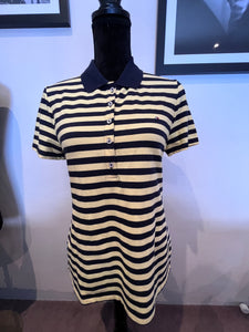 Tommy Hilfiger Tommy Girl 100% Cotton Blue Yellow Stripe Polo Size M