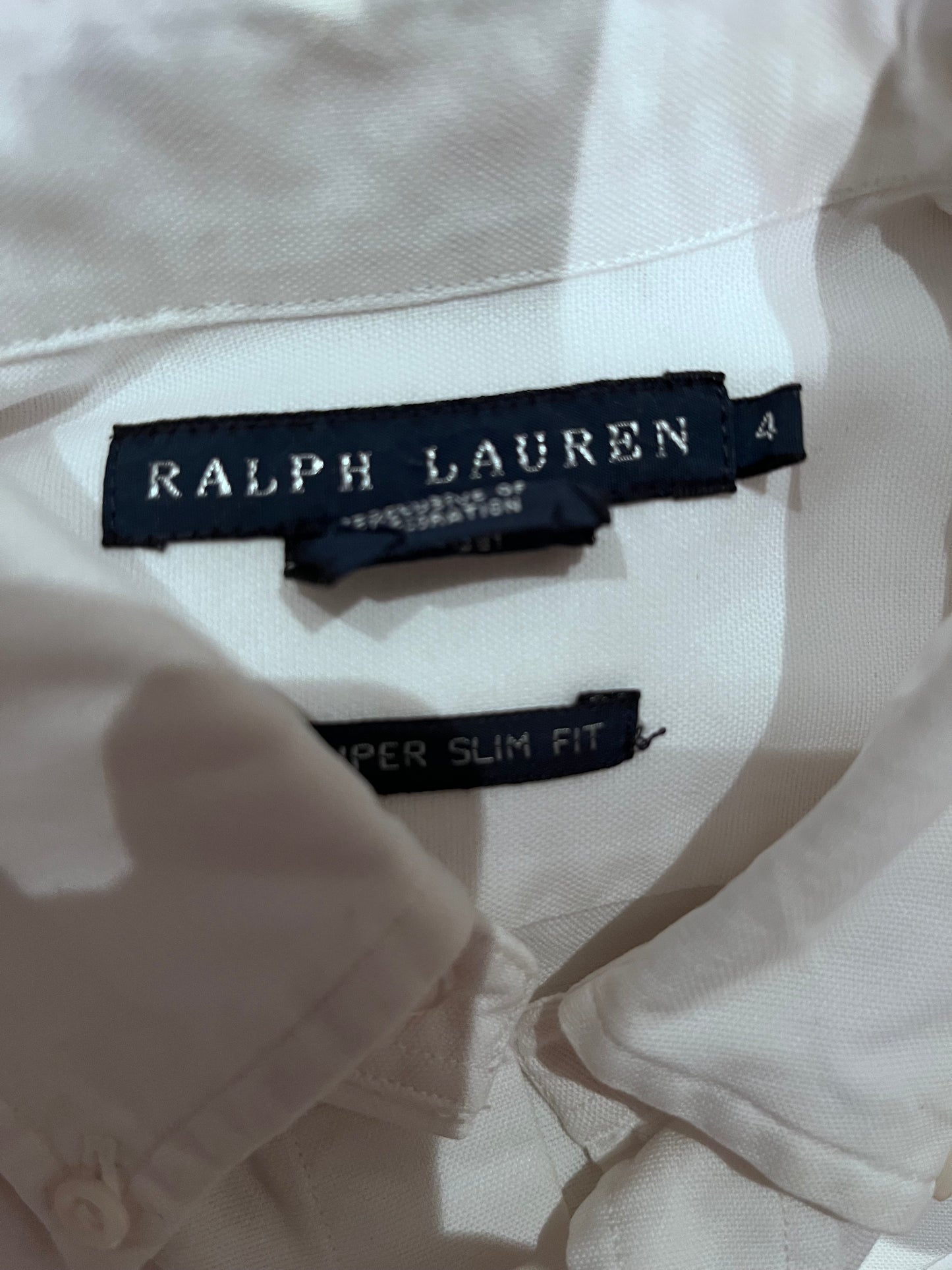 Ralph Lauren Women’s 100% Cotton White Short Sleeve Shirt Size 4 Slim Fit