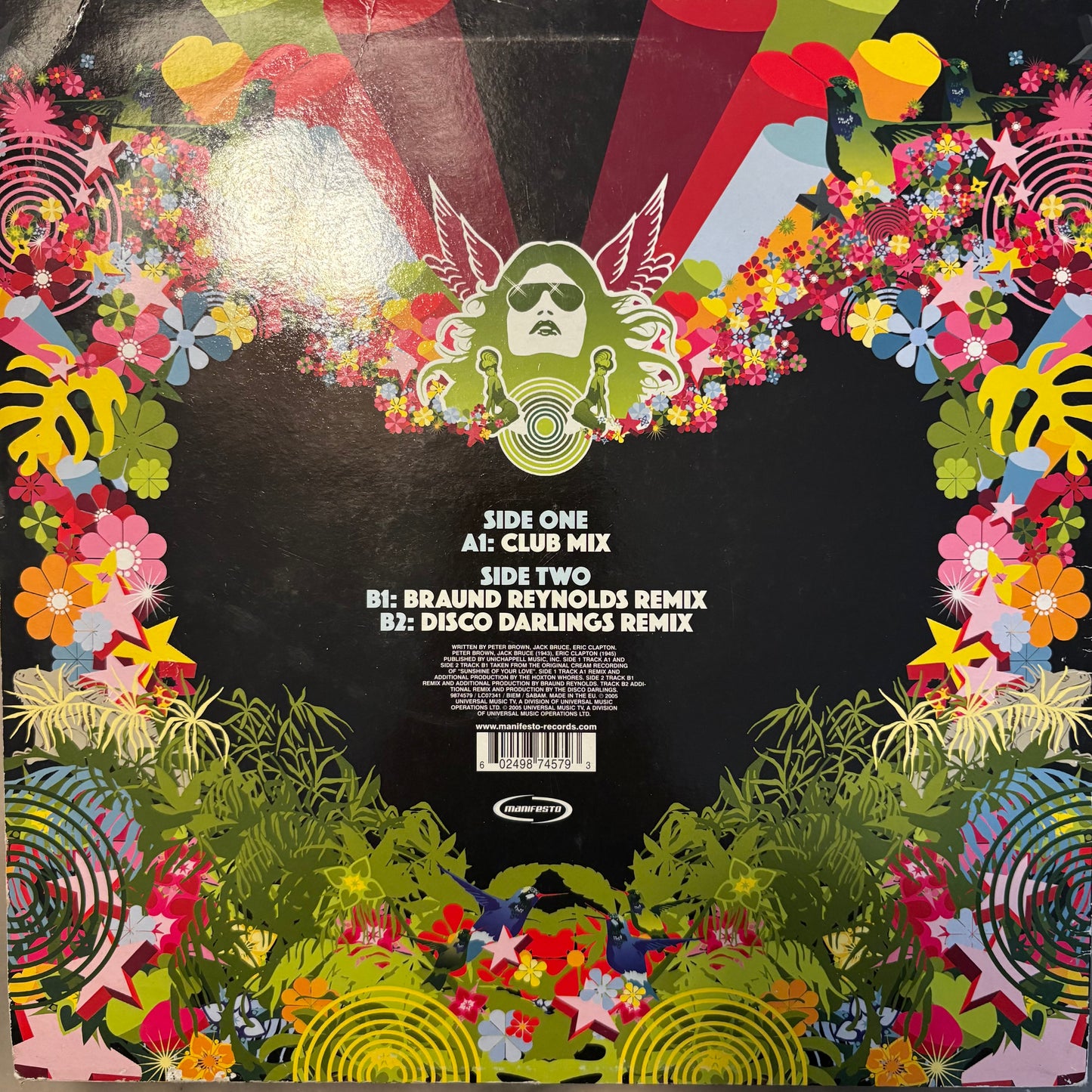 Cream Vs The Hoxtons “Sunshine Of Your Love” 3 Version 12inch Vinyl Record