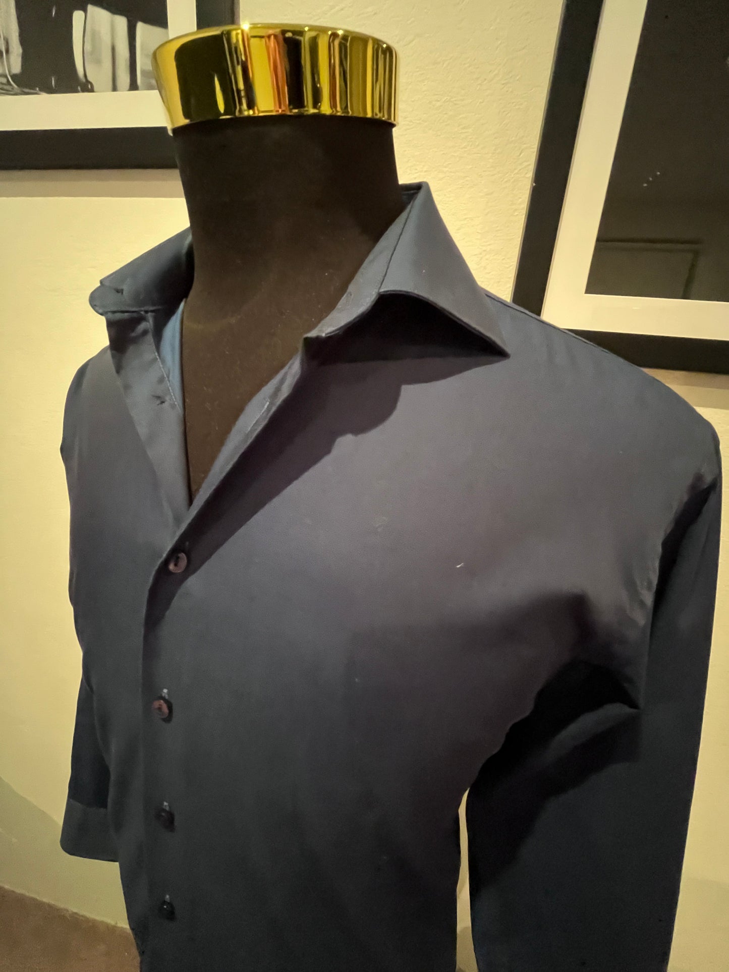 Calvin Klein 100% Cotton Dark Electric Blue Shirt Size M Slim Fit