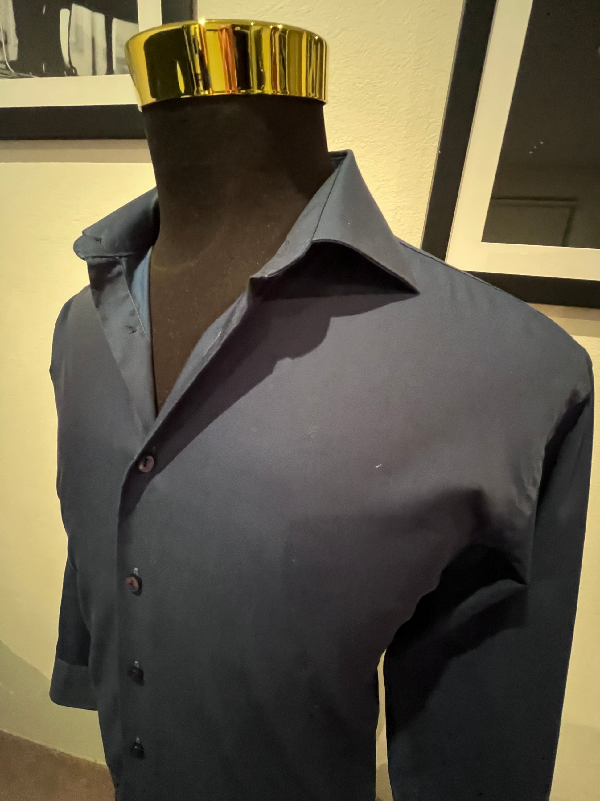 Calvin Klein 100% Cotton Dark Electric Blue Shirt Size M Slim Fit Classic wax records Calvin Klein 100% Cotton Dark Electric Blue Shirt Size M Slim Fit Classic wax records