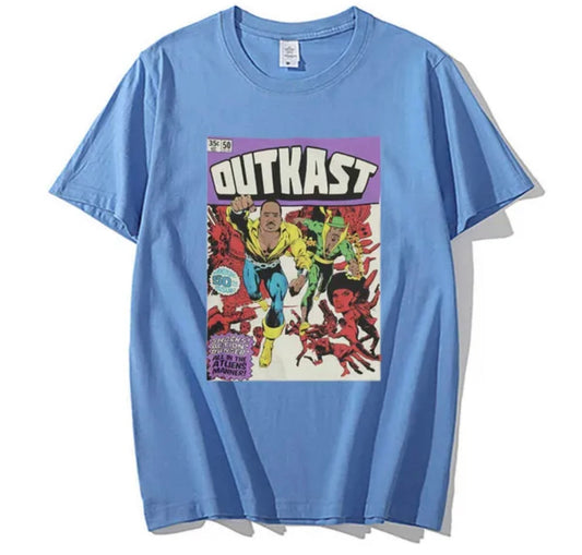 OutKast Atliens 100% Cotton Blue Chest Logo T Shirt Hip Hop Streetwear