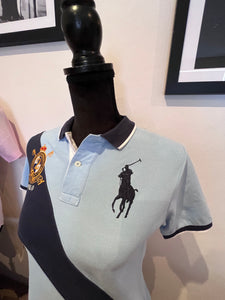 Ralph Lauren 100% Cotton Women’s Blue Logo Embroidered Polo Shirt Size SP