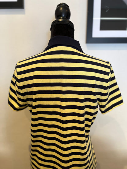 Tommy Hilfiger Tommy Girl 100% Cotton Blue Yellow Stripe Polo Size M