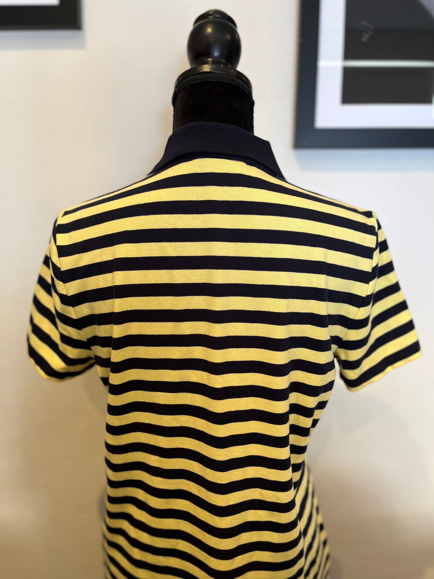 Tommy Hilfiger Tommy Girl 100% Cotton Blue Yellow Stripe Polo Size M