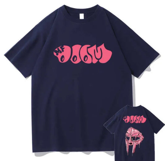 MF DOOM 100% Cotton Black Chest & Back Logo Tee Size Large
