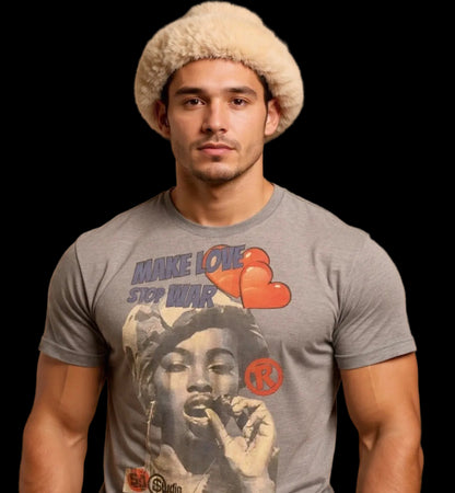 Street & Juice “Make Love Stop War” 100% Cotton Black Chest Logo T Shirt