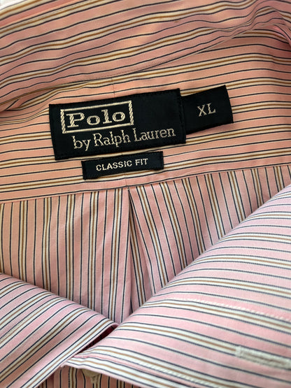 Ralph Lauren 100% Cotton Pink / White Button Down Shirt Size XL Classic Fit