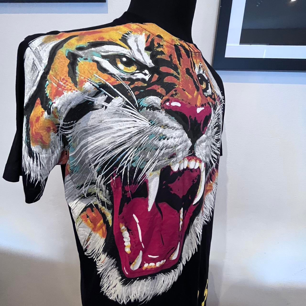 Dsquared2 100% Cotton Black Logo Tiger Print T-Shirt Size XL